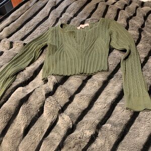 #616 “Crave Fame” Green Ribbed Knit Sweater